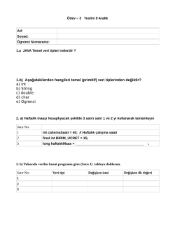 &Ouml;dev-3 - Teslim 9 Aralik