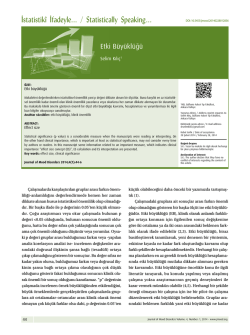 İstatistik&icirc; İfadeyle... / Statistically Speaking