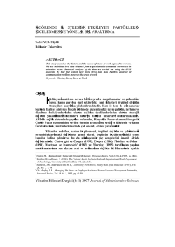 işg&ouml;rende iş stresini etkileyen fakt&ouml;rlerin incelenmesine y&ouml;nelik bir