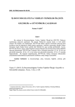 İŞ DOYUMSUZLUĞUNA VERİLEN TEPKİLER &Ouml;L&Ccedil;EĞİ: GE&Ccedil;ERLİK