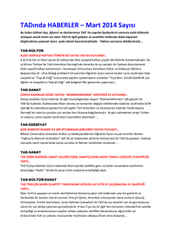 TADında HABERLER &ndash; Mart 2014 Sayısı - T&uuml;rk