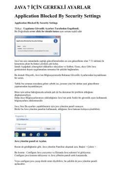 JAVA 7 İÇİN GEREKLİ AYARLAR Application Blocked By Security