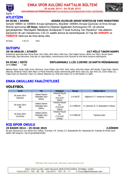 Haftalik Faaliyet Raporu