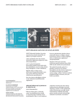 Publications of METU Faculty of Architecture / ODT&Uuml; Mimarlık