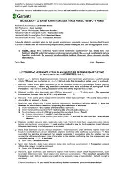 kredi kartı harcama/ nakit avans itiraz formu