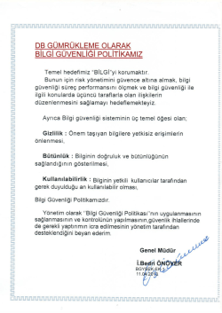 DB G&Uuml;MR&Uuml;KLışıı/ıE oLAFgAk BiLGi GUVENLıGı PoLiTıKAıvıız