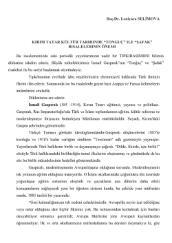 Do&ccedil;.Dr. Leniyara SELİMOVA KIRIM TATAR
