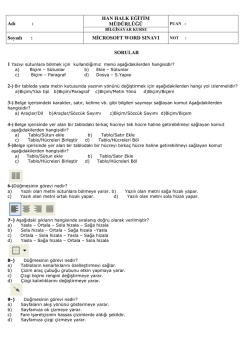 MİCROSOFT WORD SINAVI