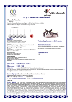 SATIŞ VE PAZARLAMA TEKNİKLERİ İÇERİĞİ Kimler Katılmalı