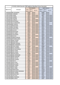 17 EYL&Uuml;L 2014 Zorunlu Y&Ouml;K İngilizce Muafiyet Sınav Sonu&ccedil;ları