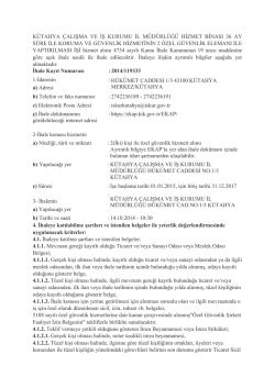 K&Uuml;TAHYA &Ccedil;ALIġMA VE Ġġ KURUMU ĠL M&Uuml;D&Uuml;RL&Uuml;Ğ&Uuml; HĠZMET