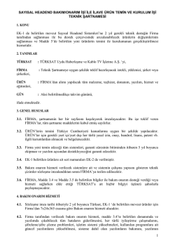 SAYISAL HEADEND BAKIM/ONARIM İŞİ İLE İLAVE &Uuml;R&Uuml;N