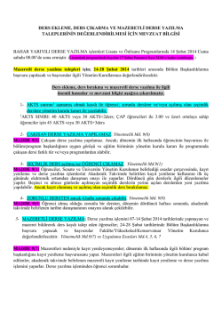mazeretli derse yazılma ve kapanan derslerin yerine ders ekleme