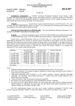 P Plaka Tarife Cetveli ve Meclis Kararı