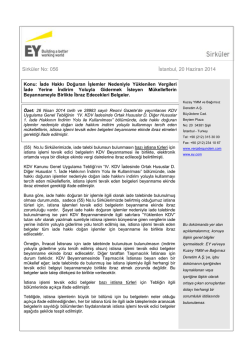 İade hakkı doğuran işlemler nedeniyle y&uuml;klenilen vergileri iade