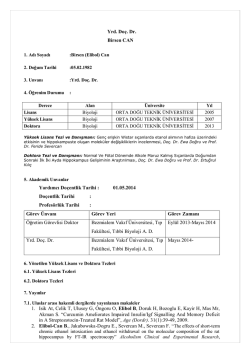 Yrd. Do&ccedil;. Dr. Birsen CAN Yardımcı Do&ccedil;entlik Tarihi : 01.05.2014