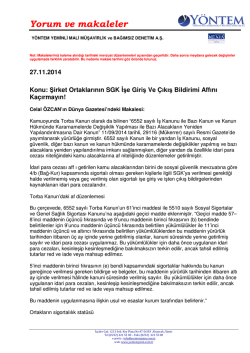 Şirket Ortaklarının SGK İşe Giriş Ve &Ccedil;ıkış Bildirimi Affını Ka&ccedil;ırmayın