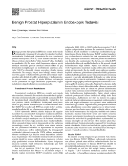 Benign Prostat Hiperplazisinin Endoskopik Tedavisi
