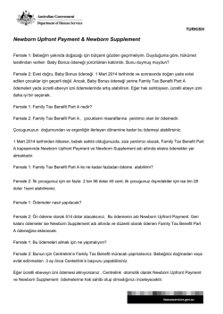 Newborn Upfront Payment ve Newborn Supplement bilgi notunu