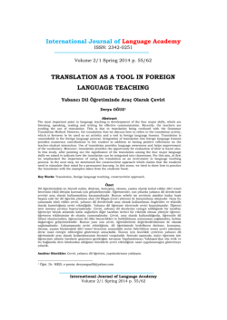 TRANSLATION AS A TOOL IN FOREIGN LANGUAGE TEACHING