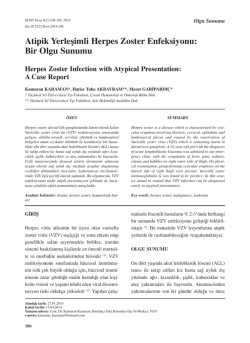 Atipik Yerleşimli Herpes Zoster Enfeksiyonu: Bir Olgu Sunumu