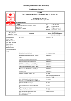 Akreditasyon Sertifikası Eki (Sayfa 1/21) Akreditasyon Kapsamı