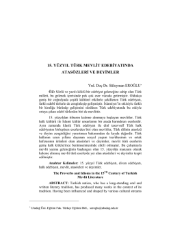 15. y&uuml;zyıl t&uuml;rk mevlit edebiyatında atas&ouml;zleri ve deyimler