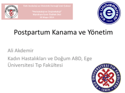 Postpartum Kanama ve Y&ouml;netim