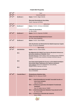 4 Eyl&uuml;l 2014 Perşembe - T&uuml;rkiye Hidatidoloji Derneği