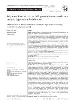 231-237 - t&uuml;rk biyokimya dergisi