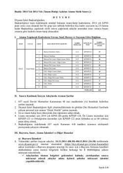 İmam-Hatip - Başbakanlık Devlet Personel Başkanlığı