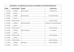 2014-2015 Akademik Yılı Eğitim Programı