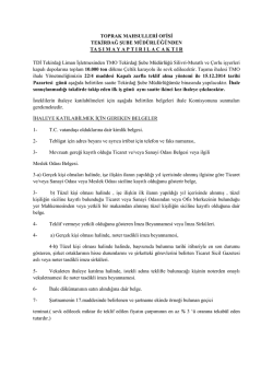 TOPRAK MAHSULLERĠ OFĠSĠ TEKĠRDAĞ ġUBE