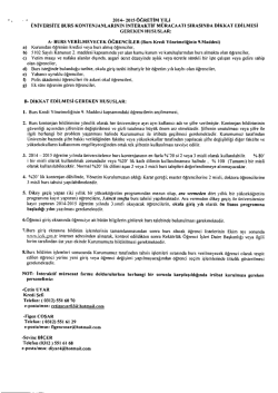 Dikkat Edilmesi Gereken Hususlar