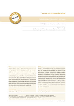 Gebelerde Zehirlenmelere Yaklaşım Approach in Pregnant Poisoning