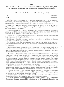 H&acirc;kimler Kanunu ile bu kanunun bir kısım maddelerini değiştiren