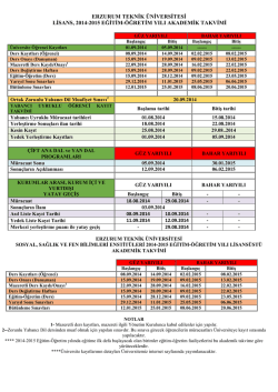 2014-2015 Eğitim-&Ouml;ğretim Yılı Akademik Takvimi