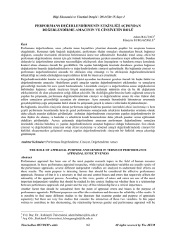 performans değerlendirmenin etkinliği a&ccedil;ısından