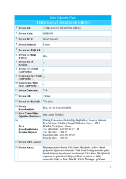 GSB0505 T&Uuml;RK SANAT M&Uuml;ZİĞİNE GİRİŞ I dersi i&ccedil;in TIKLAYINIZ