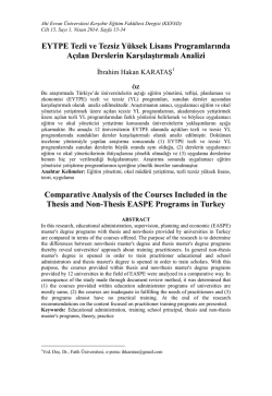 EYTPE Tezli ve Tezsiz Yüksek Lisans Programlarında Açılan