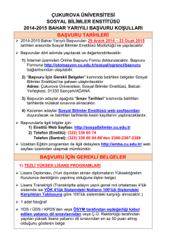 2014-2015 Bahar Yarıyılı Başvuru İlanı