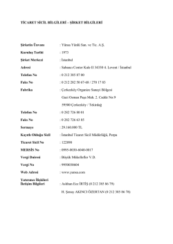 TİCARET SİCİL BİLGİLERİ &ndash; ŞİRKET BİLGİLERİ Şirketin