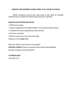 sakarya &uuml;niversitesi bahar d&ouml;nemi merkezi yerleştirme puanına