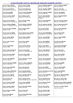 elektronik sosyal bilimler dergisi hakem listesi - E