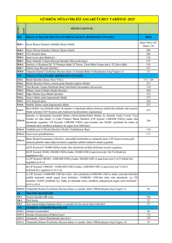 GÜMRÜK MÜŞAVİRLİĞİ ASGARİ ÜCRET TARİFESİ -2015