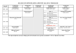 2014-2015, G&uuml;z, Kimya B&ouml;l&uuml;m&uuml; Ara Sınav Programını indirmek i&ccedil;in