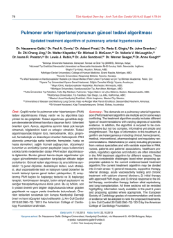 Pulmoner arter hipertansiyonunun güncel tedavi algoritması