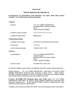 ihale ilanı - T&uuml;rkiye Denizcilik İşletmeleri A.Ş.