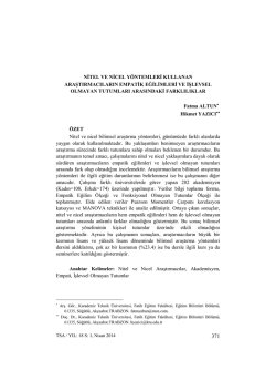 nitel ve nicel y&ouml;ntemleri kullanan araştırmacıların empatik eğilimleri