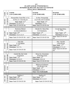 F.&Uuml;. ELAZIĞ SAĞLIK Y&Uuml;KSEKOKULU HEMŞİRELİK